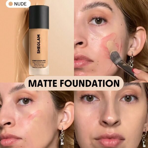 SHEGLAM Complexion Pro كريم أساس مطفي طويل الأمد قابل للتنفس-Nude ماركة تجميل ومكياج للنساء والفتيات