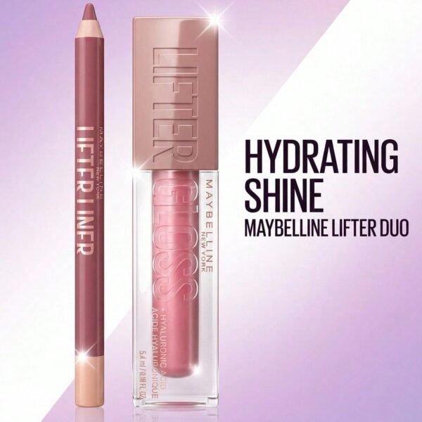 Maybelline [مجموعة المكياج] محدد الشفاه LIFTER LINER™ مع حمض الهيالورونيك + ملمع الشفاه Lifter Gloss® مع حمض الهيالورونيك PEAKING + الحرير 1